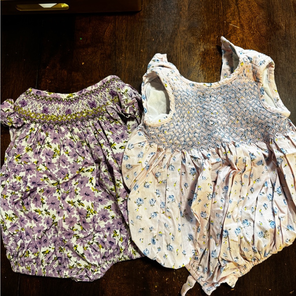 Smocked rompers 6m
